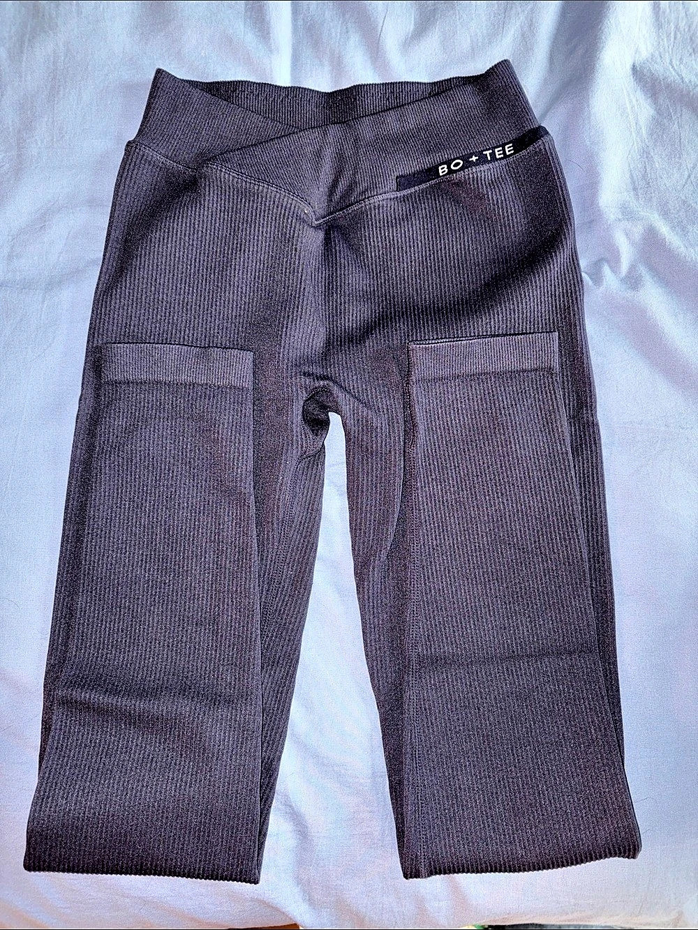 BO+TEE Soft Active Crossover Ribbed Leggings Navy Blue